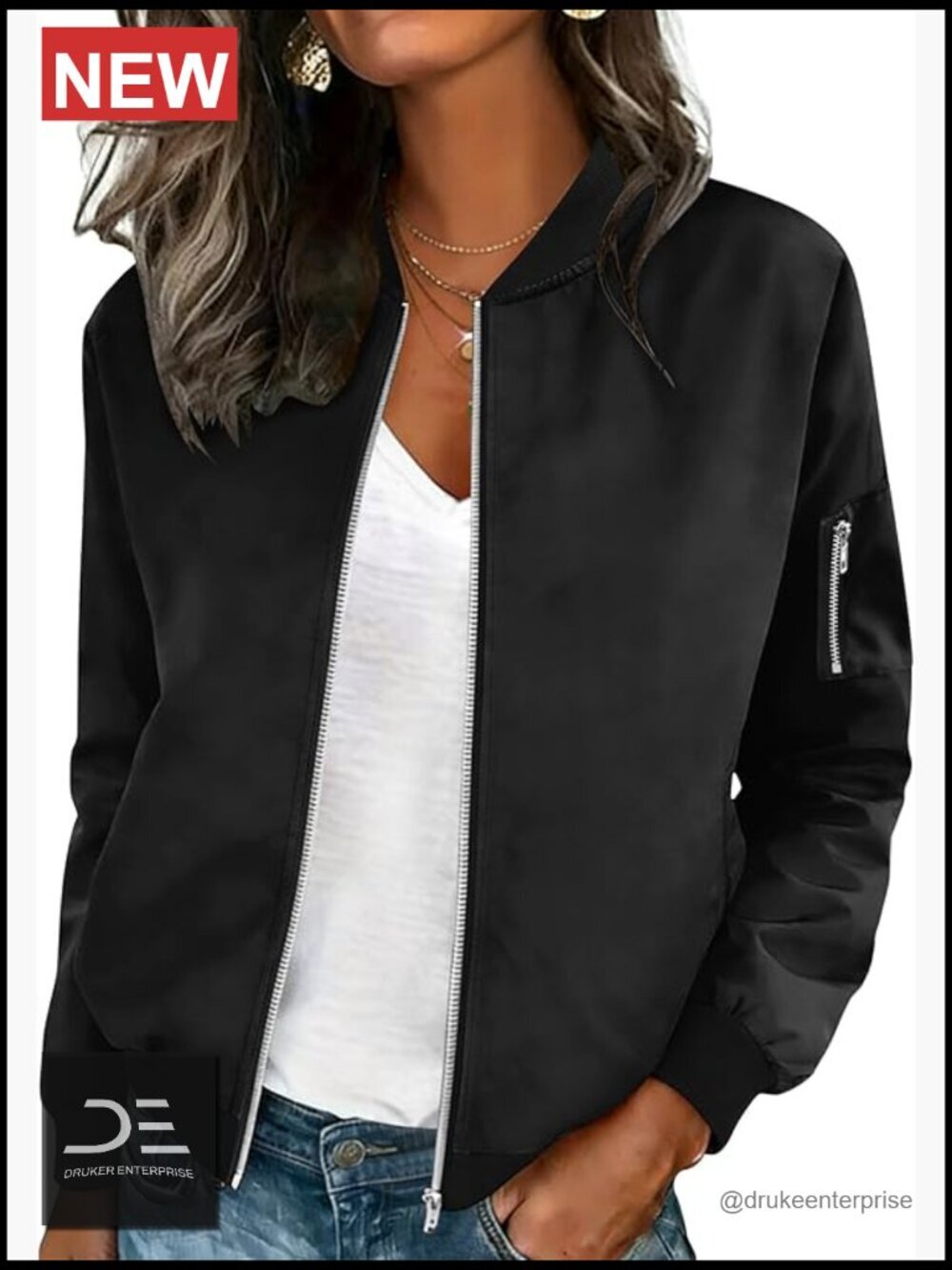 Lightweight Long Sleeve Zip Up Casual Jacket With Pockets